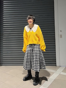 「GINGER ALE（ジンジャーエール）のアイテム」を使った、光永さん（レディース・159cm）の秋コーディネート