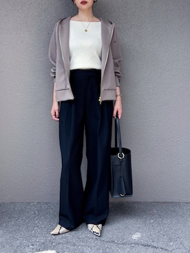 「アイテム（トートバッグ）」を使った、さくらさん（レディース・163cm）の秋コーディネート