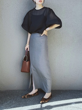 「アニマル柄」｜さくらさん（レディース・163cm）の秋コーディネート