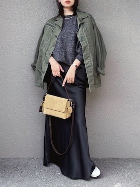 「アイテム（リング）」を使った、さくらさん（レディース・163cm）の秋コーディネート