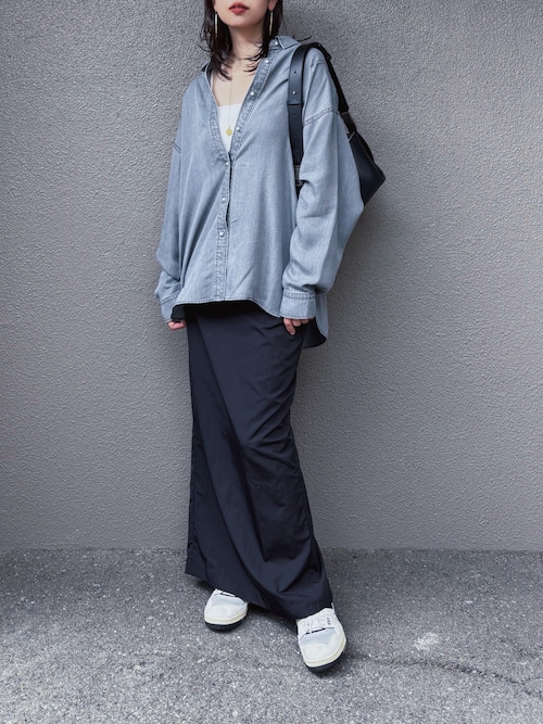 セール】【LA PEAU DE GEM】beltless nylon skirt/ベルトレス