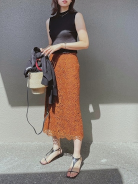 「Rouge vif（ルージュヴィフ）のアイテム」を使った、さくらさん（レディース・163cm）の夏コーディネート