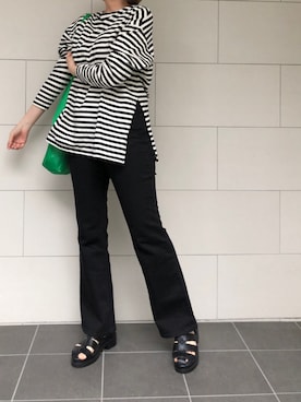 「フレアデニム」｜kaorinnさん（レディース・158cm）の春コーディネート