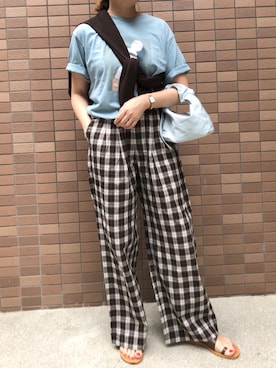 「ブラウン×ブルー」｜kaorinnさん（レディース・158cm）の夏コーディネート