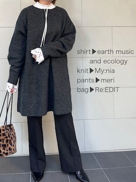 「袖フリル」｜「アイテム（ワンピース/ドレス）」を使った、kaorinnさん（レディース・158cm）の冬コーディネート