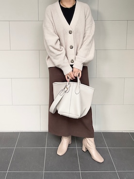 「H&M（エイチ・アンド・エム）のアイテム（カーディガン/ボレロ）」を使った、kaorinnさん（レディース・158cm）の冬コーディネート