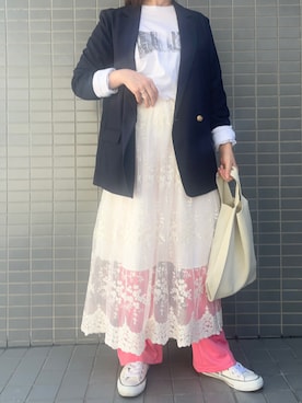 「LOUNGEDRESS（ラウンジドレス）のアイテム（ジャケット/アウター）」を使った、kaorinnさん（レディース・158cm）の夏コーディネート