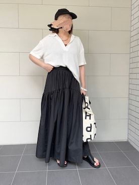 「H&M（エイチ・アンド・エム）のアイテム（ポロシャツ）」を使った、kaorinnさん（レディース・158cm）の夏コーディネート