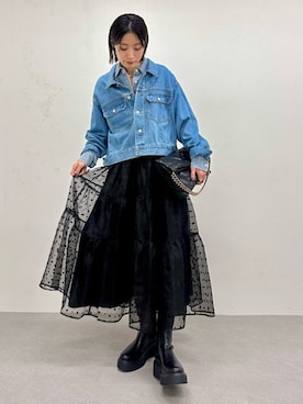 「秋服コーデ」｜「アイテム（デニムジャケット）」を使った、mineさん（レディース・164cm）の秋コーディネート