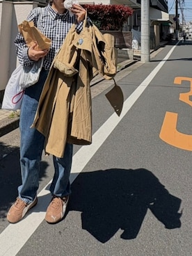 「無印良品（ムジルシリョウヒン）のアイテム（パンツ）」を使った、yuuublueさん（レディース・155cm）の春コーディネート