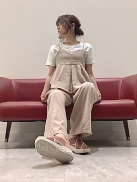 「HEAL ME（ヒールミー）のheal me ヒールミー レディース 厚底クロスニットサンダル【軽量】スポーティーサンダル 226201（サンダル、オレンジ系）」を使った、ASBee STAFFさん（レディース・150cm）の夏コーディネート