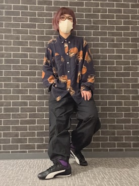 「PUMA（プーマ）のPUMA プーマ CATCH【軽量】レディーススニーカー 薄底 ロープロファイル(キャッチ)（スニーカー、ブラック系）」を使った、ASBee STAFFさん（レディース・150cm）の夏コーディネート