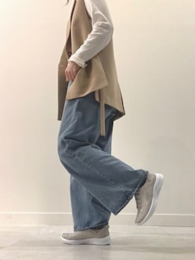 「SKECHERS（スケッチャーズ）のSKECHERS スケッチャーズ SWIFT FIT スウィフトフィット ROSEATE 3.0-LIVELY SHINE【軽量】レディーススニーカー(ロージエイト3.0) 898098（スニーカー、ベージュ系）」を使った、ASBee STAFFさん（レディース・150cm）の夏コーディネート