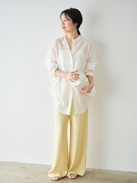 「plage（プラージュ）のorgandy sheer シャツ（シャツ/ブラウス、ホワイト系）」を使った、Mayuさん（レディース・157cm）の春コーディネート