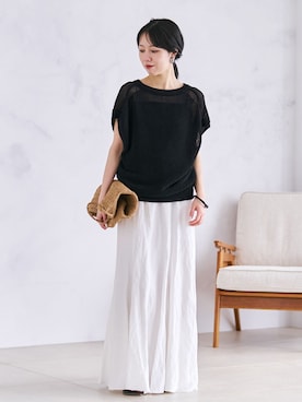 「plage（プラージュ）の《追加》glace flare スカート 2（スカート、ホワイト系）」を使った、Mayuさん（レディース・157cm）の夏コーディネート