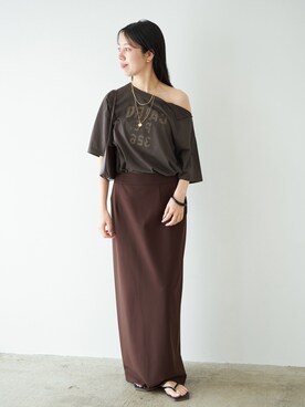 「plage（プラージュ）の《追加》R’IAM ダイバータイトスカート（スカート、ブラウン系）」を使った、Mayuさん（レディース・157cm）の春コーディネート