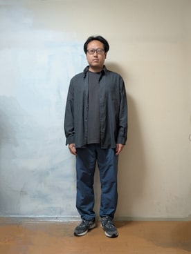 「green label relaxing（グリーンレーベルリラクシング）の【WEB限定】ピーチツイル ジャストルーズ シャツ -防シワ-（シャツ/ブラウス、グレー系）」を使った、Mar24さん（メンズ・170cm）の春コーディネート