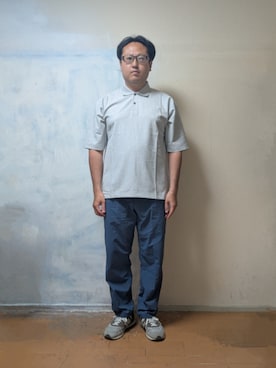「green label relaxing（グリーンレーベルリラクシング）のKIVANC 半袖 ポロシャツ（ポロシャツ、グレー系）」を使った、Mar24さん（メンズ・170cm）の春コーディネート