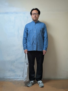 「SHIPS any（シップス エニィ）のSHIPS any:〈洗濯機可能〉4.5oz ライト デニム バンドカラー シャツ◇（シャツ/ブラウス、ブルー系）」を使った、Mar24さん（メンズ・170cm）の春コーディネート