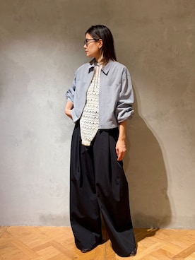 「IENA LA BOUCLE（イエナラブークル）のIENA LA BOUCLE コットンウェザーバレルパンツ（スラックス、ブラック系）」を使った、kuboさん（レディース・165cm）の春コーディネート
