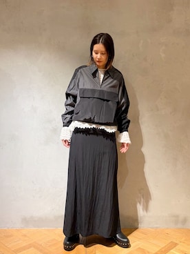 「IENA LA BOUCLE（イエナラブークル）の《洗濯機洗い可》IENA LA BOUCLE ハーフジッププルオーバー（その他アウター、ブラック系）」を使った、kuboさん（レディース・165cm）の春コーディネート