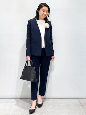 「アイテム（ブローチ/コサージュ、ベージュ系）」を使った、yuka.aさん（レディース・159cm）の冬コーディネート