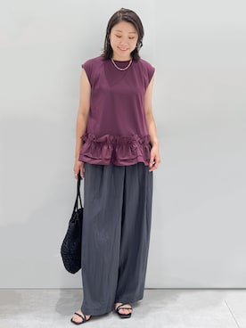 「OPAQUE.CLIP（オペークドットクリップ）のアイテム（Tシャツ/カットソー）」を使った、yuka.aさん（レディース・159cm）の夏コーディネート