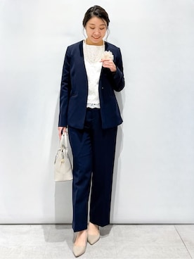 「アイテム（ブローチ/コサージュ、ベージュ系）」を使った、yuka.aさん（レディース・159cm）の冬コーディネート