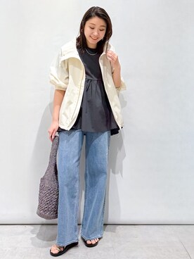 「OPAQUE.CLIP（オペークドットクリップ）の◆ペプラムドッキングカットソー【洗濯機洗い可】（Tシャツ/カットソー）」を使った、yuka.aさん（レディース・159cm）の春コーディネート