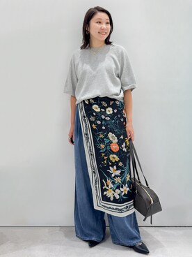 「アイテム（ボストンバッグ、グリーン系）」を使った、yuka.aさん（レディース・159cm）の夏コーディネート