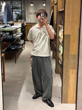 「RAGEBLUE（レイジブルー）のSynthetic Leather Classic Loafer/クラシックローファー（Loafers、ブラック系）」を使った、omu0324さん（メンズ）の春コーディネート