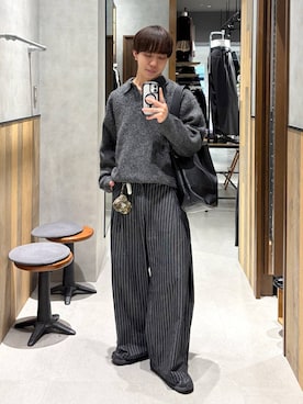 「RAGEBLUE（レイジブルー）のSMART INTUCK WIDE CHINO SLACKS/スマートインタックワイドチノスラックス（スラックス、ブラック系）」を使った、omu0324さん（メンズ）の秋コーディネート