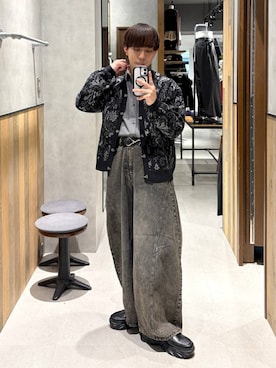 「RAGEBLUE（レイジブルー）の【LUXURY＋EASY】＜イージーケア＞TIED UP OVERSIZED DRAPE SHIRTS/ラグイージータイ付きオーバーサイズシャツ（シャツ/ブラウス、グレー系）」を使った、omu0324さん（メンズ）の秋コーディネート