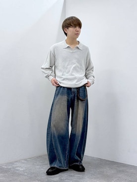 「RAGEBLUE（レイジブルー）の【MADE IN JAPAN】リアルレザー/ウォレットチェーン（Wallet chain、ブラウン系）」を使った、omu0324さん（メンズ）の春コーディネート