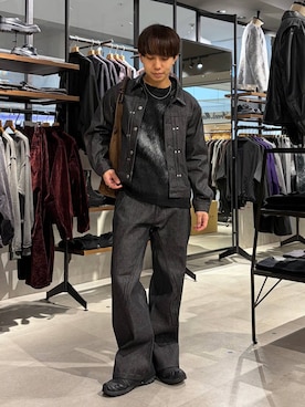 「RAGEBLUE（レイジブルー）のCOMPACT SWITCHING DENIM JACKET/コンパクト切り替えデニムジャケット【セットアップ対応】（デニムジャケット、ブラック系）」を使った、omu0324さん（メンズ）の秋コーディネート