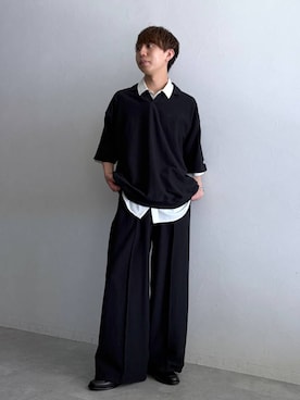 「RAGEBLUE（レイジブルー）の【LUXURY+EASY】＜接触冷感＞OVER SIZE DRAPE SHIRTS / ラグイージー オーバーサイズドレープシャツ（シャツ/ブラウス、ホワイト系）」を使った、omu0324さん（メンズ）の夏コーディネート