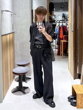 「RAGEBLUE（レイジブルー）の＜接触冷感＞COOL FEELING TR WIDE STRAIGHT SLACKS/TRワイドストレートスラックス（スラックス、ブラック系）」を使った、omu0324さん（メンズ）の夏コーディネート