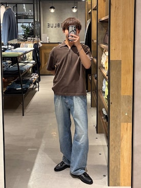 「RAGEBLUE（レイジブルー）のSynthetic Leather Classic Loafer/クラシックローファー（Loafers、ブラック系）」を使った、omu0324さん（メンズ）の春コーディネート