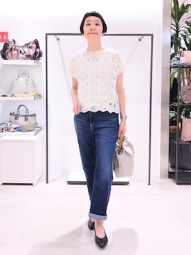 「UNTITLED（アンタイトル）のアイテム（シャツ/ブラウス）」を使った、まちこさん（レディース・169cm）の夏コーディネート