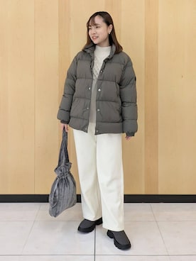 「アイテム（ダウンジャケット/コート、グリーン系）」を使った、ayayan0702さん（レディース・156cm）の秋コーディネート