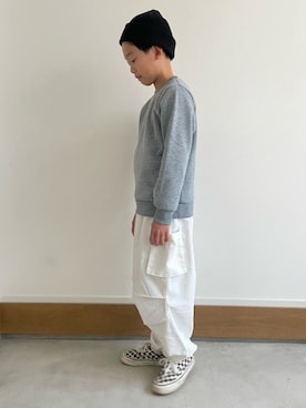 「リブニット」｜「アイテム（スウェットパンツ）」を使った、ayatakeさん（キッズ・130cm）の冬コーディネート