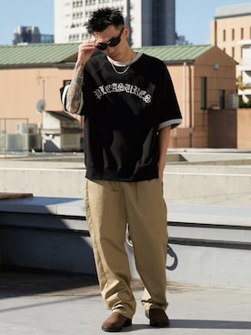 「PLEASURES（プレジャー）のアイテム」を使った、koushiroさん（メンズ・176cm）の冬コーディネート