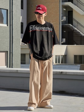 「PLEASURES（プレジャー）のアイテム」を使った、koushiroさん（メンズ・176cm）の冬コーディネート