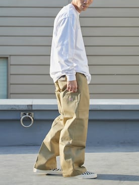 「アイテム（スリッポン）」を使った、koushiroさん（メンズ・176cm）の冬コーディネート