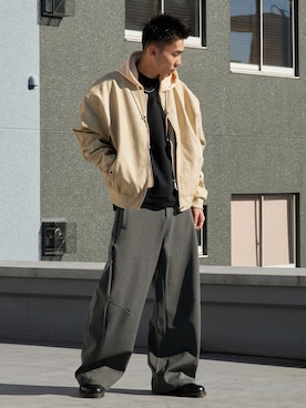 「アイテム（MA-1）」を使った、koushiroさん（メンズ・176cm）の冬コーディネート
