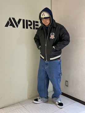 「アイテム（スタジャン）」を使った、SEINOさん（メンズ・177cm）の冬コーディネート