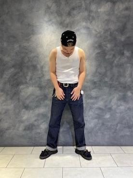 「NEW ERA（ニューエラ）の《AVIREX × NEWERA》9FIFTY SNAP BACK CAP TYPE "AC" / AC キャップ（キャップ、ブラック系）」を使った、S3INOさん（メンズ・177cm）の夏コーディネート