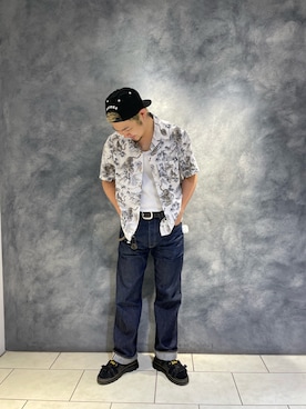 「NEW ERA（ニューエラ）の《AVIREX × NEWERA》9FIFTY SNAP BACK CAP TYPE "AC" / AC キャップ（キャップ、ブラック系）」を使った、S3INOさん（メンズ・177cm）の夏コーディネート
