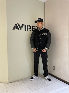 「アイテム（スタジャン）」を使った、清野大翔さん（メンズ・177cm）の秋コーディネート