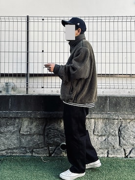 「GU（ジーユー）のアイテム（スラックス）」を使った、gulzouさん（メンズ・163cm）の冬コーディネート